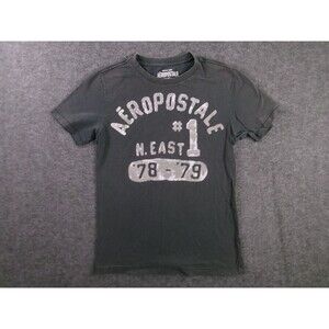 Aeropostale Shirt Men Extra Small Gray Distressed Spellout Y2K Streetwear Casual
